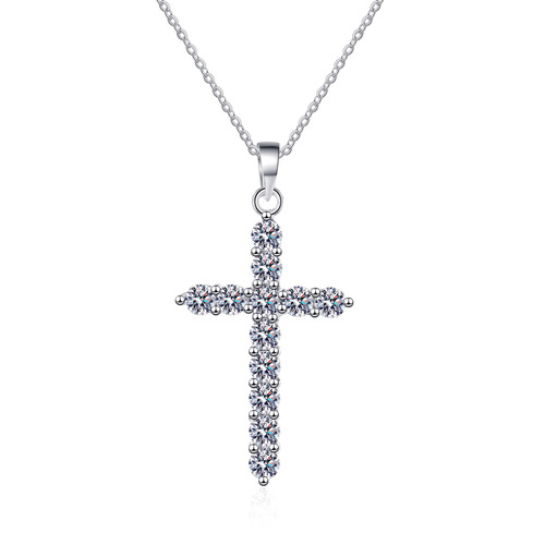 925 sterling silver necklace for women moissanite cross necklace pt950 gold plated clavicle chain manufacturer wholesale