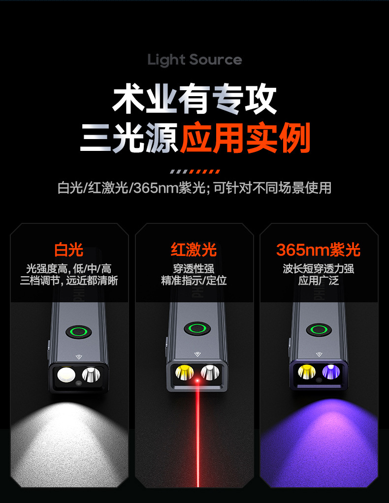 Philips high-brightness flashlight, UV light for identification, household small laser pointer, multifunctional outdoor lighting emergency light