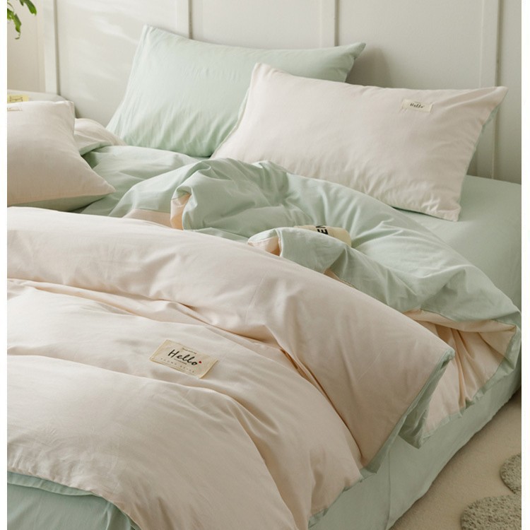 Algodón de cuatro piezas, ropa de cama de algodón lavable, ropa de cama