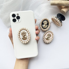 韩风ins创意复古珍珠美人头懒人可伸缩桌面手机气囊支架定制LOGO