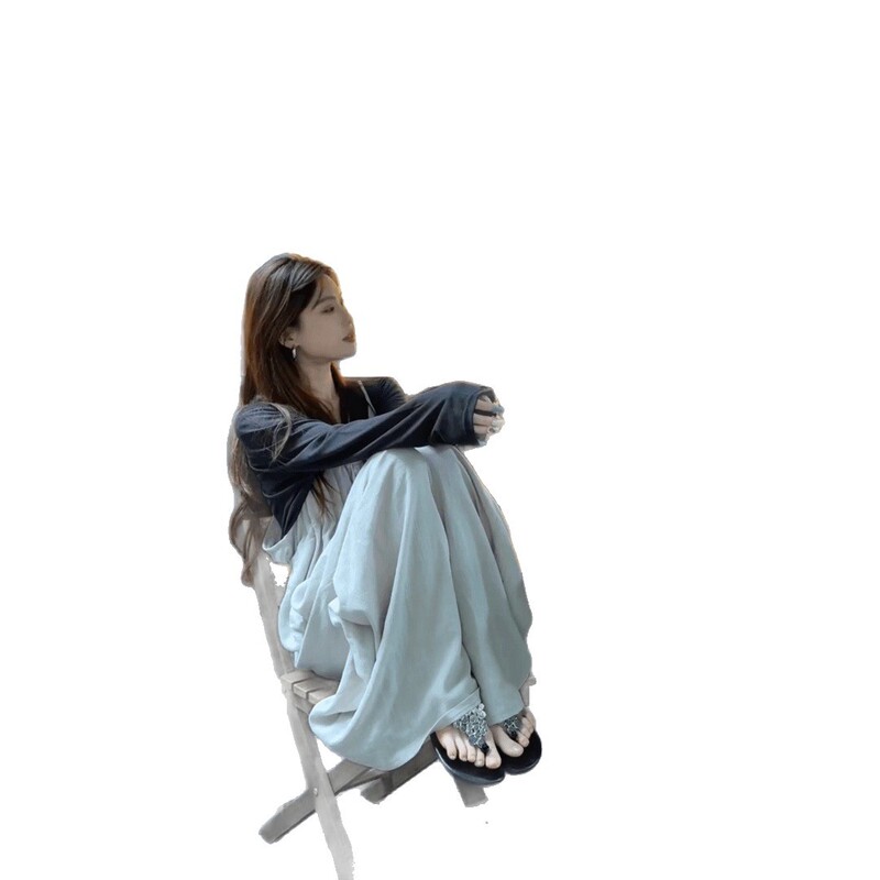 2025夏天巨好看的套装女 洋气别致背带裤内搭V领薄款防晒长袖上衣|undefined