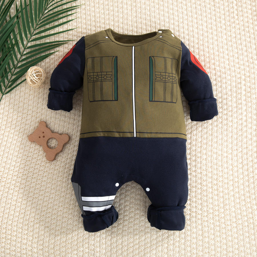 Vestido de una pieza de bebé de anime de primavera y otoño, un tipo de mameluco de manga larga de algodón puro, ropa de recién nacido, vestido de gatear para bebés, vestido de un año