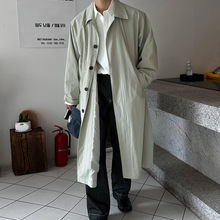 ASCLO韩系慵懒风衣宽松大码中长款过膝帅气廓形青年潮流质感大衣