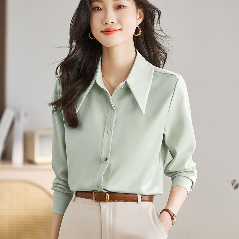 气质职业长袖衬衫女秋装2025年春秋季新款衬衣显瘦百搭女士上衣服|undefined