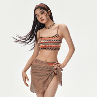 2025 New Swimsuit Women's Split Three-Piece Set Covers Belly, Slimming Look, Gathers Small Breasts, Korean Ins Style Hot Spring Bathing Suit