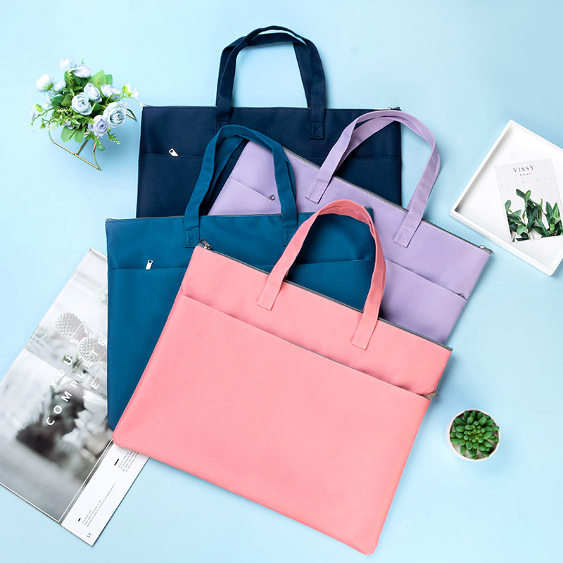 学生手提A3拉链美术袋大容量资料收纳袋双层防水补习袋可印刷LOGO