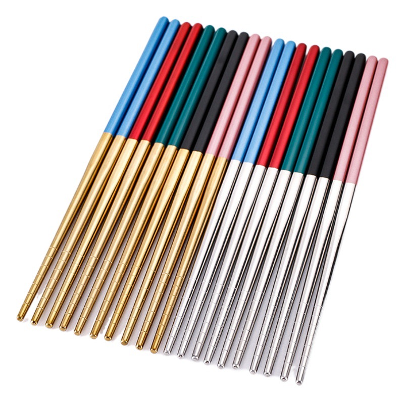 Stainless Steel Chopsticks Household Non-slip Commercial Chopsticks One-person Chopsticks Household Metal Chopsticks Color Public Chopsticks Single-person Set