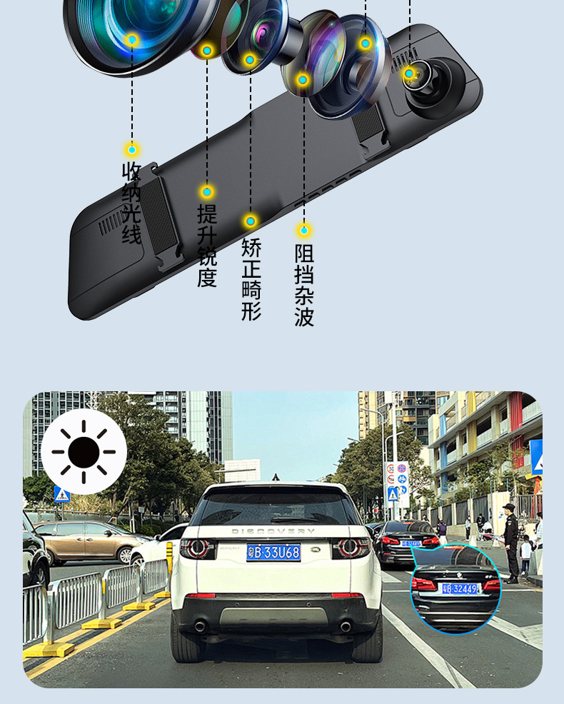 High-definition dashcam 4.2inch with front and rear dual recording and loop recording, a popular export product for 4S stores