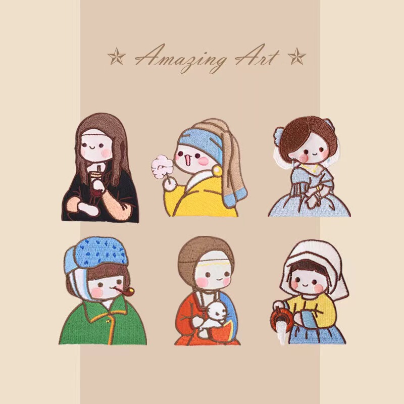 Famous Painting Girl Self-adhesive Embroidery Sticker Milk Tea Lisa Marshmallow Girl Cloth Sticker Bag diy Transformation Decorative Sticker Famous Painting Girl Self-adhesive Embroidery Sticker Milk Tea Lisa Marshmallow Girl Cloth Sticker Bag diy Transformation Decorative Sticker