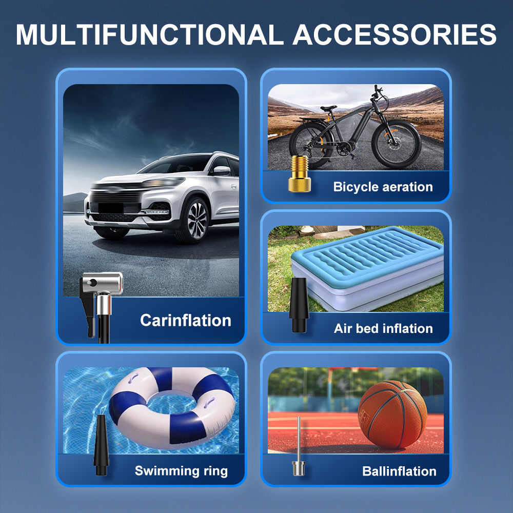 Car-Mounted Wireless Air Pump, Multi-Functional Portable Charging Pump, Bicycle and Electric Vehicle Dual-Use Air Pump