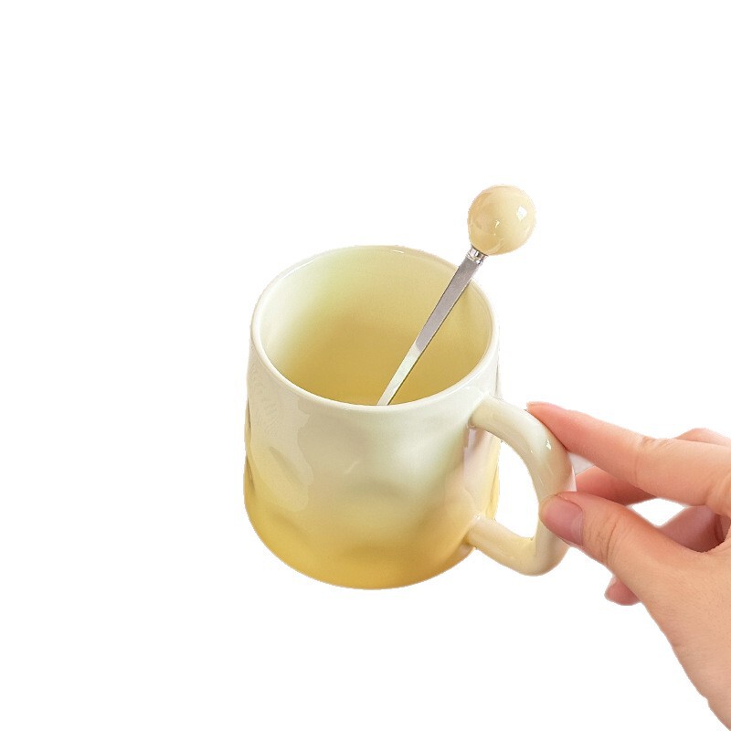 グラデーションマグカップ女子セラミックカップ高颜値大容量小众デザイン感カップルカップコーヒーカップ|undefined