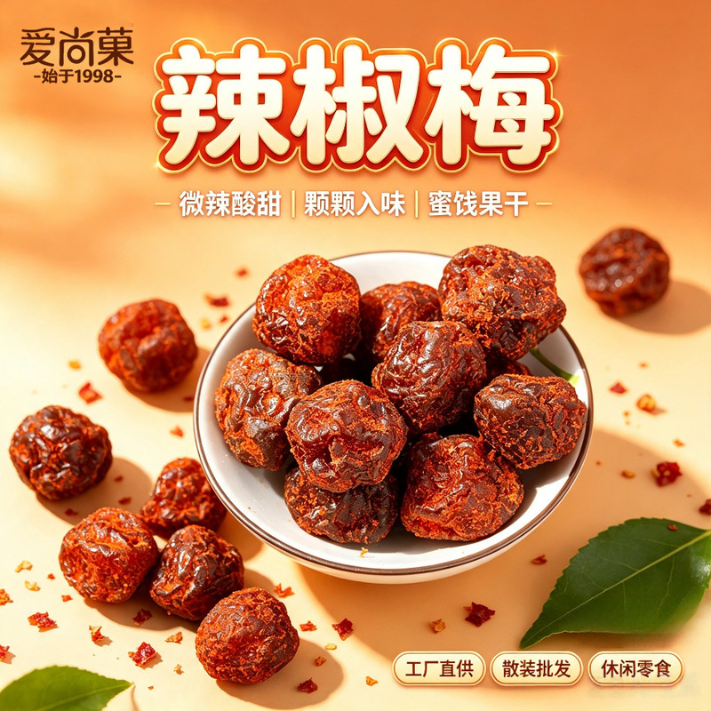 Spicy Chili Plum Snacks in Bulk, Honey-Flavored Spicy Plums, Sichuan and Hunan Style Casual Candied Snacks, Appetizing Snacks, Manufacturer of Brown Sugar Spicy Plums