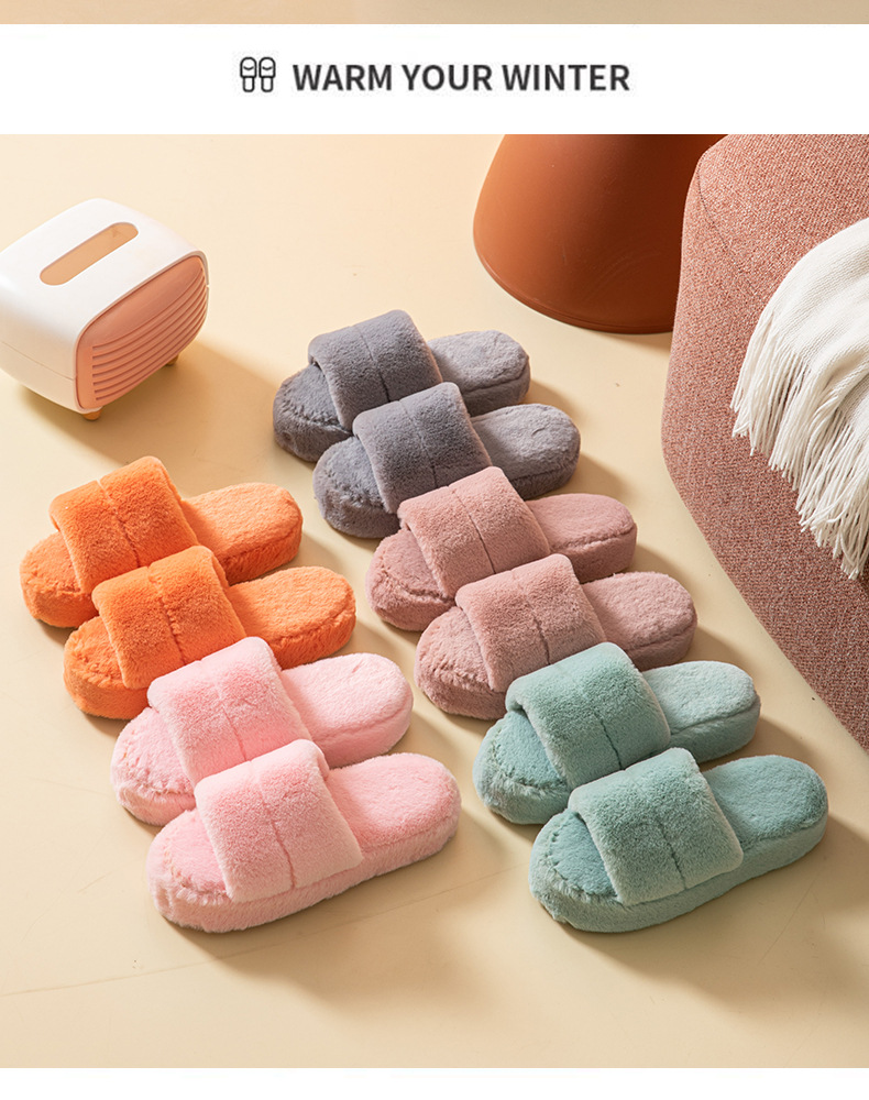 Pantofole da donna Pantofole soffici Scarpe da casa in peluche comode Pantofole da casa a punta aperta in cotone antiscivolo per interni ed esterni_voghion.com