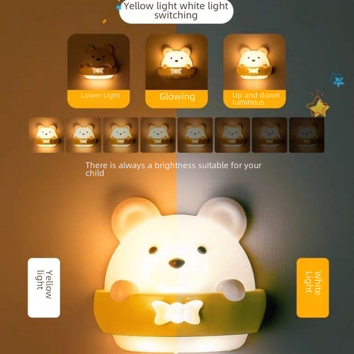Wholesale Creative Bear LED Night Light with Charging Remote for Bedroom Bedside without Drilling Eye-Caring Wall Night Light