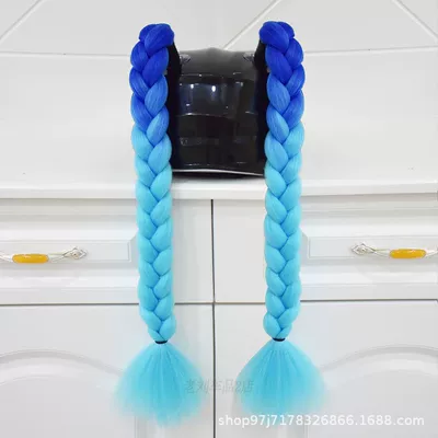 Motosiklet dəbilqələri — Rider, Motorcycle Decoration - a-pair-of-dark-blue-light-blue-braids
