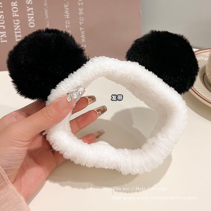 新しいかわいいクマのヘアバンド洗顔漫画ヘアバンドクリエイティブ弓動物ヘアリングフランネルヘアバンド卸売|undefined