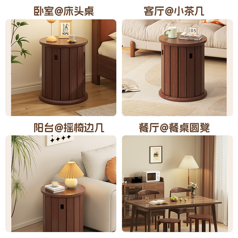 实木叠叠凳子家用可叠放圆凳备用餐桌板凳收纳椅子带滑轮堆叠矮凳|undefined