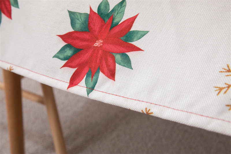 Tovaglia natalizia con bandiera da tavolo stampata in poliestere impermeabile, decorazione natalizia, con fiocco di neve e fiore di alce_voghion.com