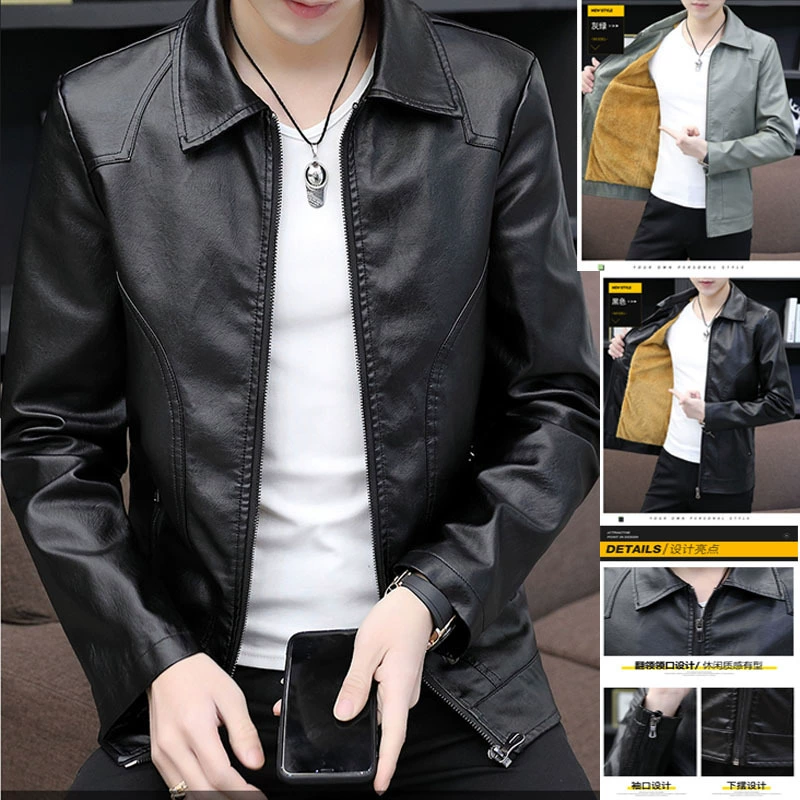Мужская кожаная одежда Молодежная весна и осень новая мода тонкая корейская версия красивый мужской осенний топ куртка кожаная куртка