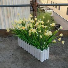 仿真花绿草栅栏套装室内室外假蝴蝶兰装饰品花假植物摆件假花