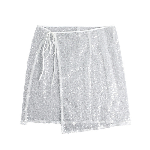 Stylish Vintage Layered Sheer Dress with Sequin Lace Hem, Perfect for Spring and Summer, Uniquely Trendy Starred-Hot Half Body Skirt for Women
