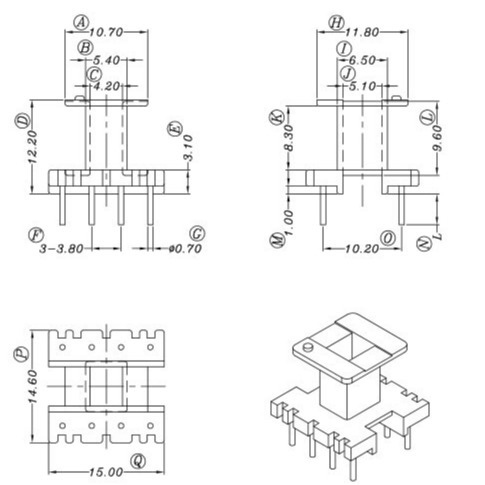 EE16电源骨架变压器骨架EE16滤波器骨架可配套磁芯5开放式