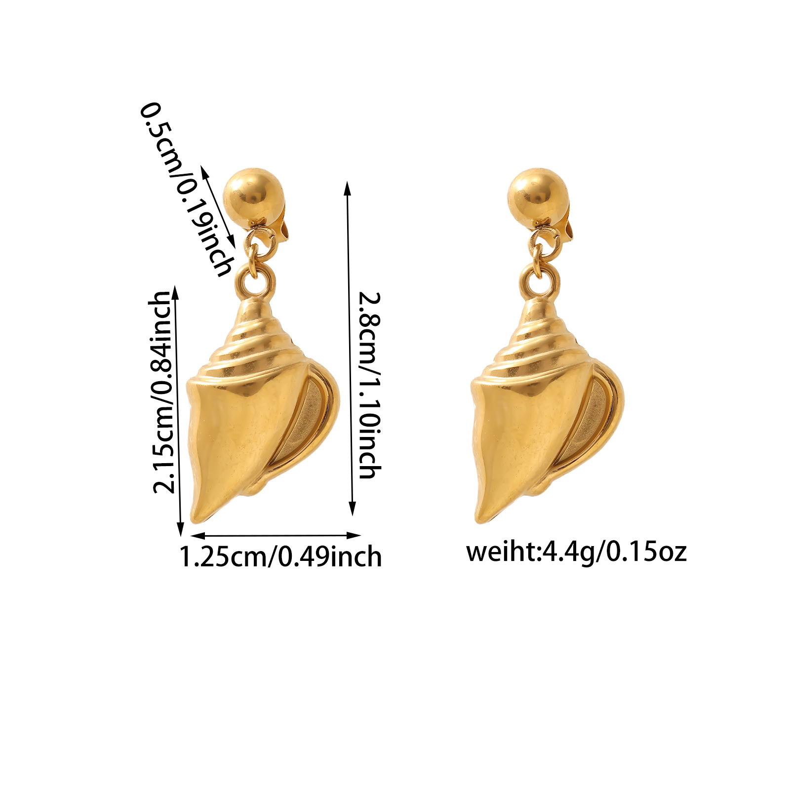Polished Finish 1 Pair Retro Marine Style Classic Style Starfish Conch Shell 304 Stainless Steel Drop Earrings