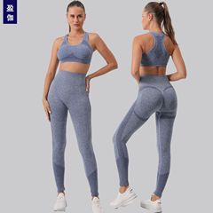 户外瑜伽服女健身提臀高腰蜜臀短裤聚拢带胸垫运动美背跑步两件套