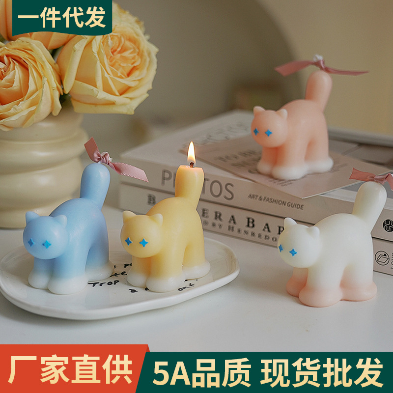 Velas con forma de gato, lindos adornos hechos a mano, regalos de vacaciones, regalos de mano, velas de aromaterapia creativas, personalización