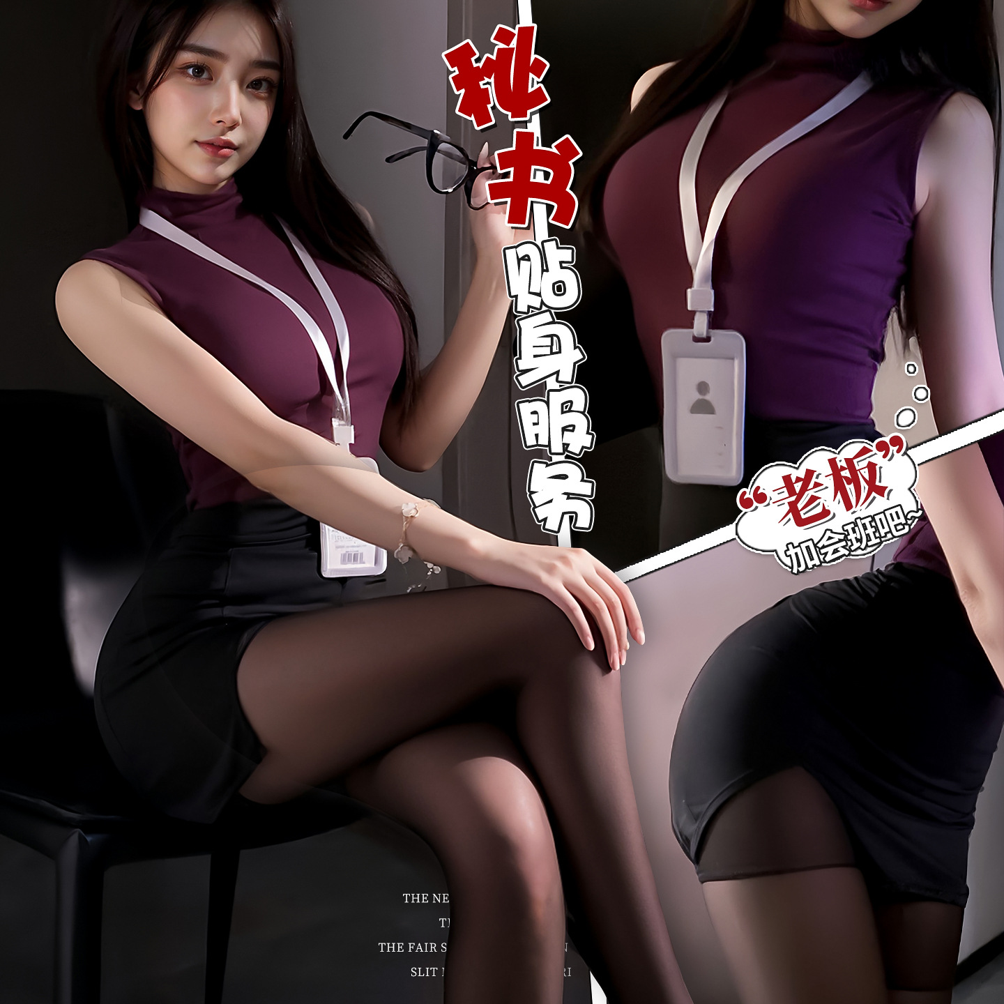Hot and Sexy Lingerie, Pure Lust Style Secretary Bodycon Skirt, Stewardess Uniform, Passionate Nightclub No-Take-Off Outfit 5160
