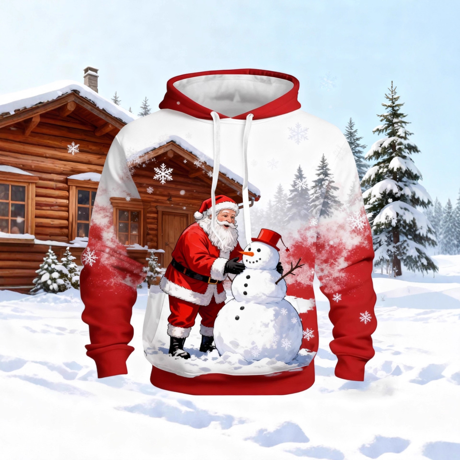 TEUM欧美外贸跨境 数码3D印花圣诞节老人系列 男女款宽松休闲卫衣