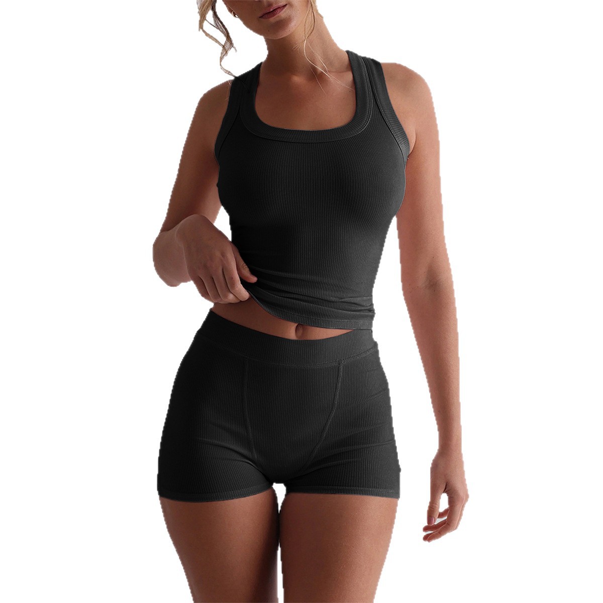 Voya Women's European And American Sports Yoga Style Camisole Summer Shorts Set Women's Clothing 2026_ecoleips.com