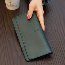 欧美大牌简约超薄长款钱包女2023新款气质搭扣卡位软皮钱夹大容量