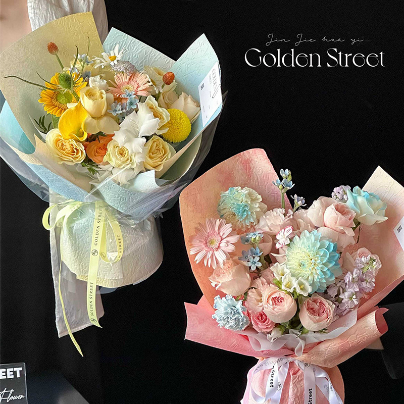 Huaxi piedra textura papel de tinta de alta textura ramo pliegue papel de embalaje impermeable material DIY hecho a mano