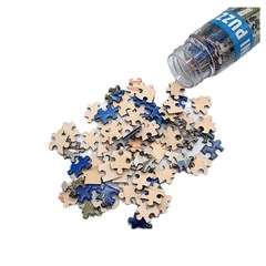 廠家熱銷迷你試管拼圖150片藍卡紙質玩具減壓益智成人拼圖批發