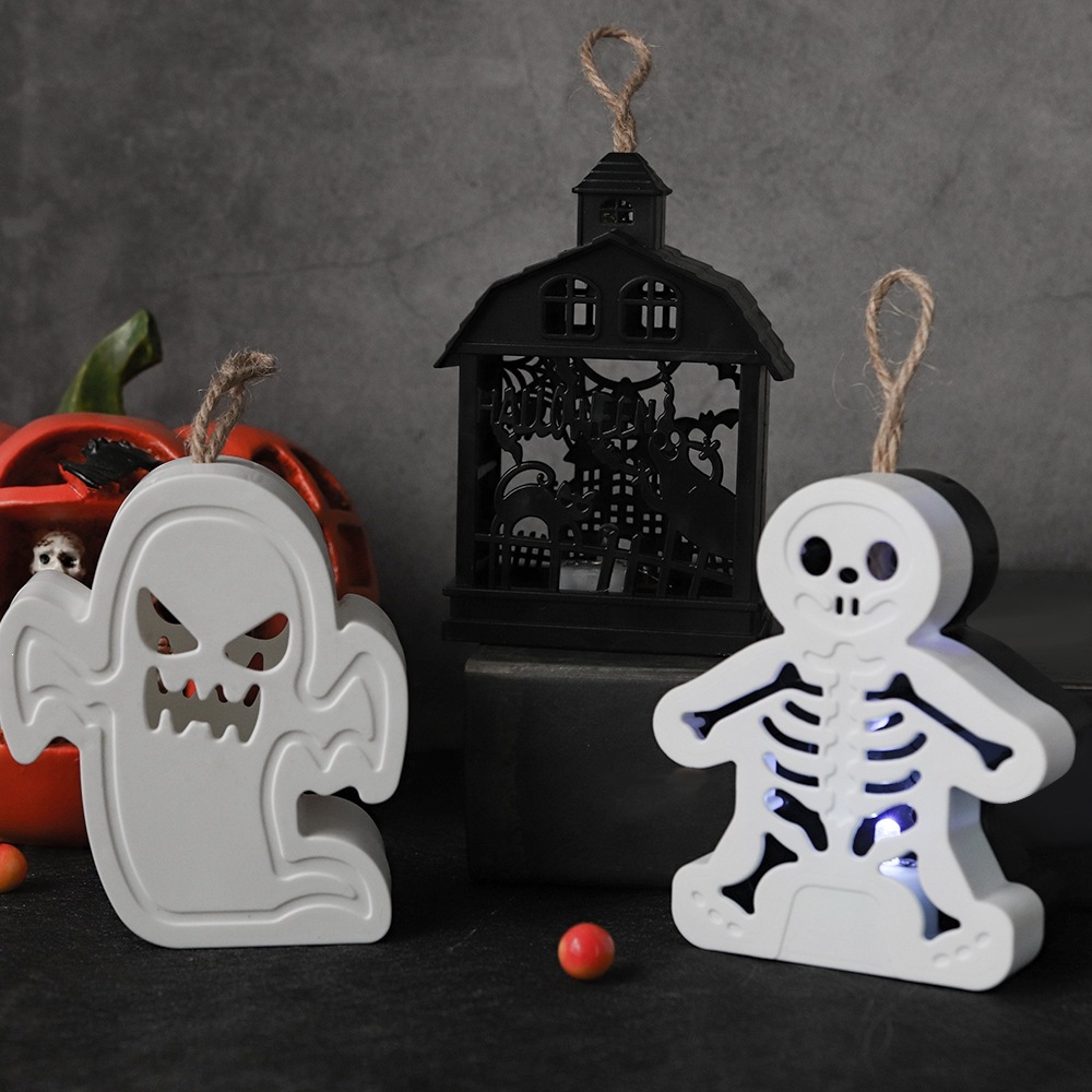 Halloween lámpara de calabaza portátil fiesta decoración prop lámpara esqueleto lámpara LED vela electrónica colgante lámpara fantasma