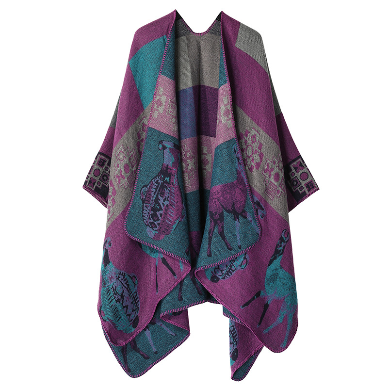 Sciarpa scialle donna con nappe mantella calda da viaggio_voghion.com