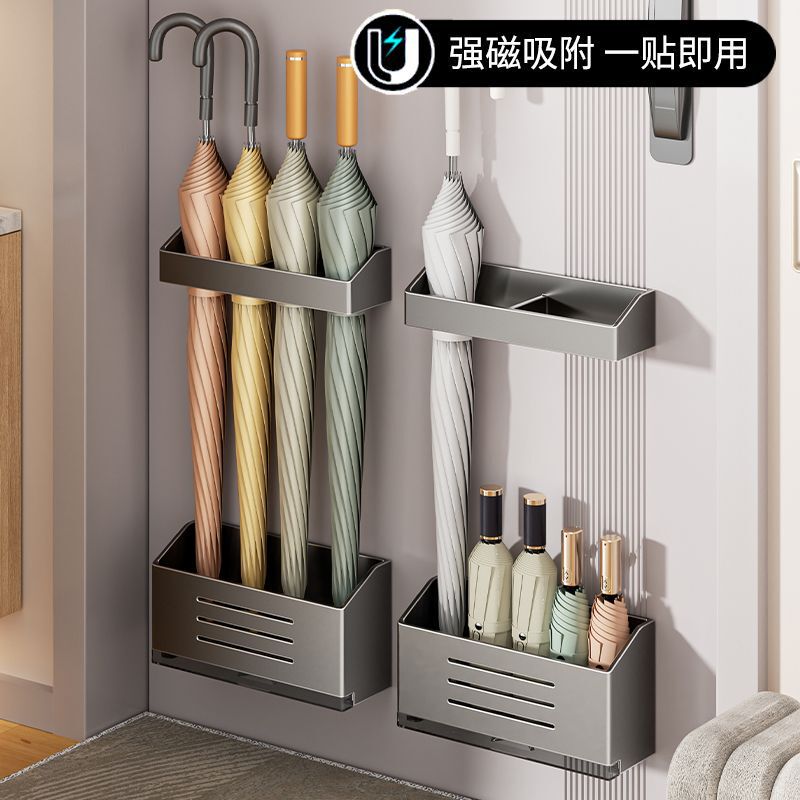 Magnetic Umbrella Holder Storage Rack, No-Drill Door-Mounted Drainage Umbrella Holder, Household Umbrella Rack, Wall-Mounted Umbrella Storage Rack