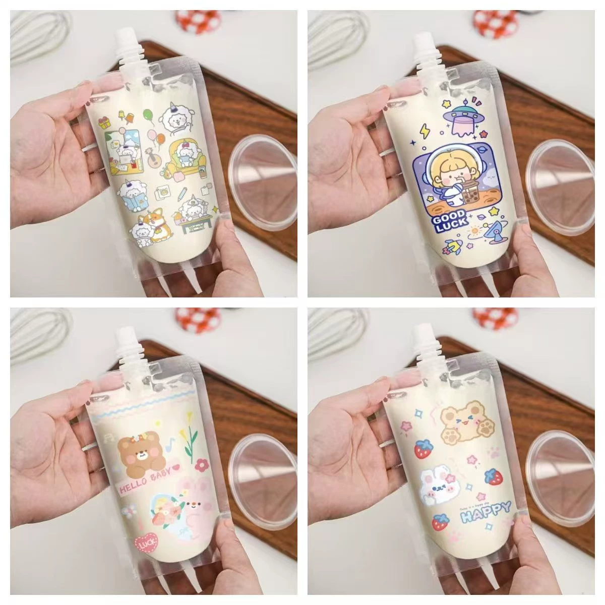 Мультяшный милый всасывающий мешок кислый суп из сливы