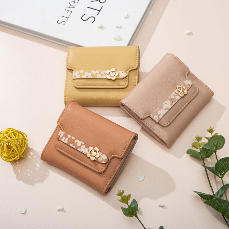 Pruiti Women's Wallet 2023 Japanese and Korean Large Capacity Fashion Simple Flower Short Wallet Student Wallet Pruiti Women's Wallet 2023 Japanese and Korean Large Capacity Fashion Simple Flower Short Wallet Student Wallet