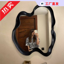 欧式异形化妆镜台式壁挂梳妆镜卫生间浴室镜洗手台波浪LED灯镜子