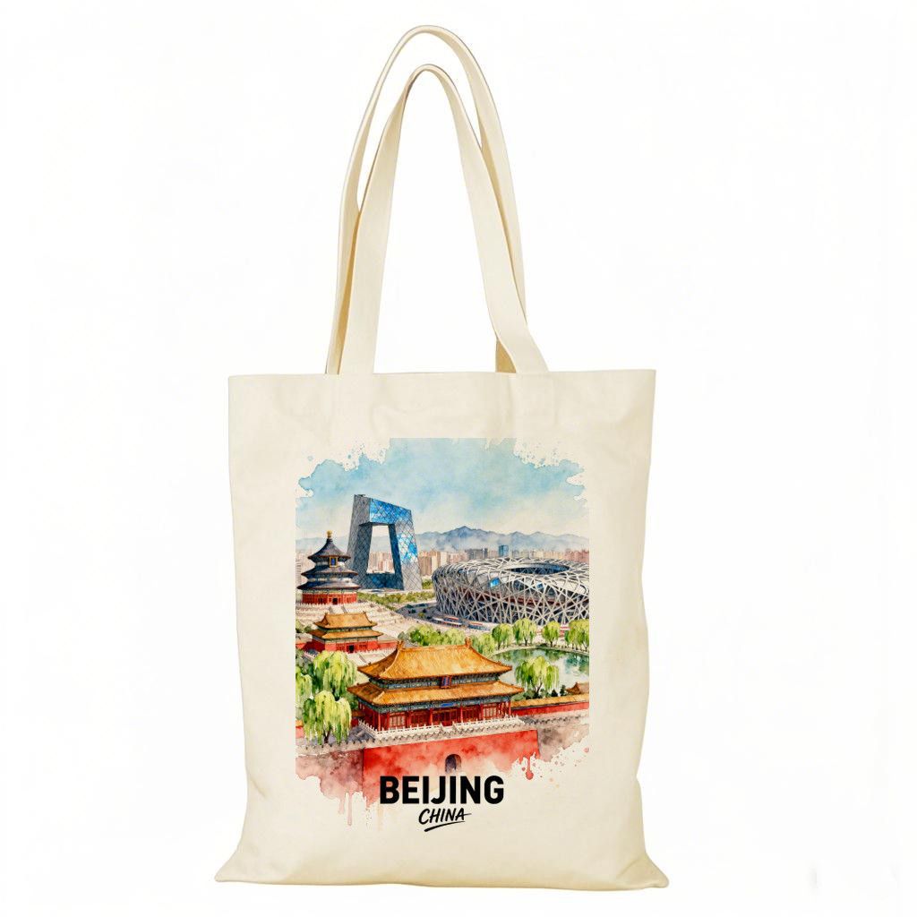 Bolsa de lienzo de Beijing, bolsa de lienzo de la ciudad, bolsas de lienzo para dibujar, bolsas de compras ecológicas de gran capacidad personalizadas