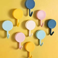 Macaron creative simple Nordic cute cartoon kitchen bedroom punch-free wall hanging hanger adhesive hook small hook