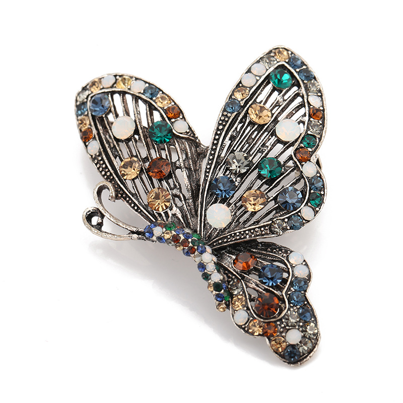 Retro Butterfly Imitation Pearl Alloy Rhinestone Women's Brooches display picture 2