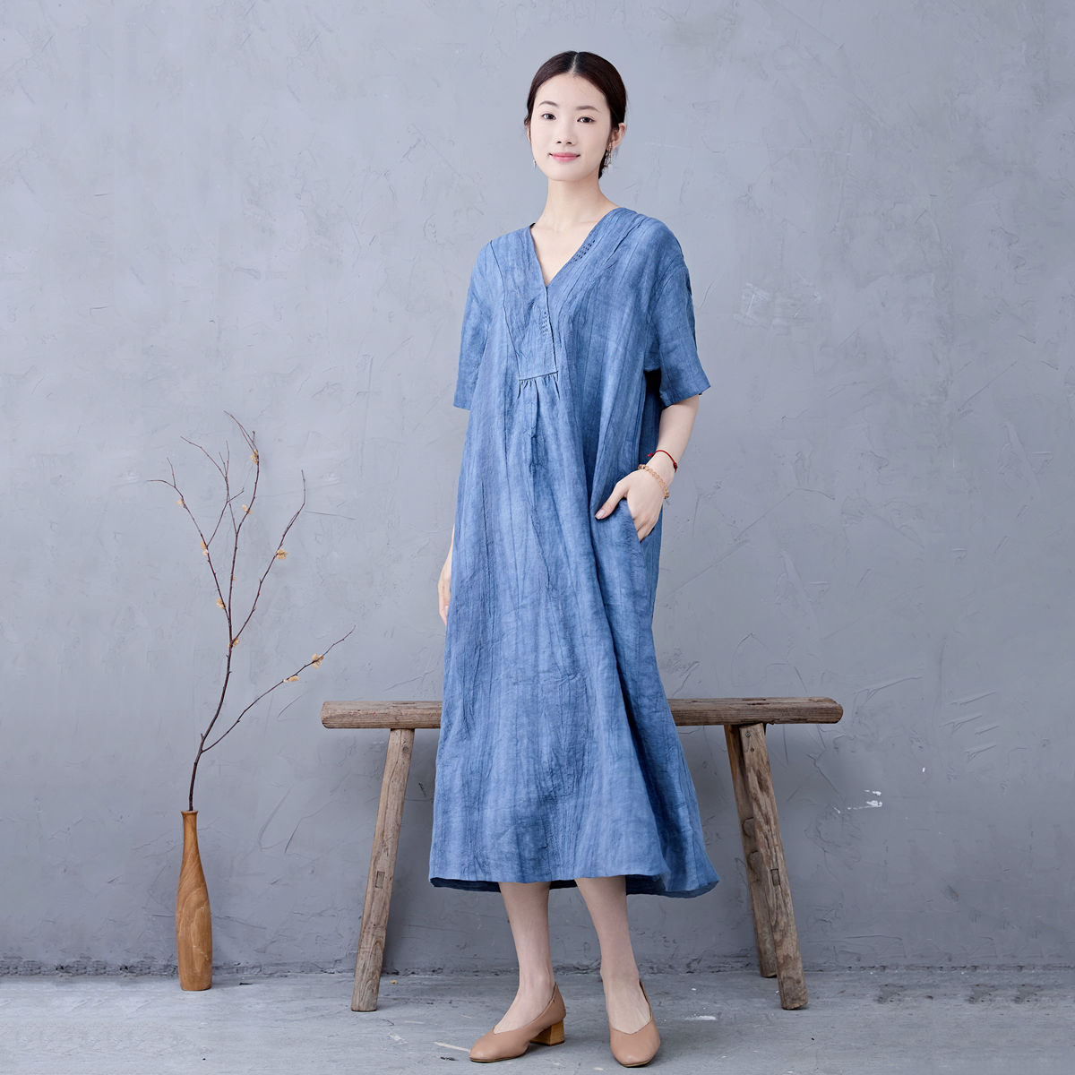 knee length dresses for ladies Linen Robe for Women main image 1