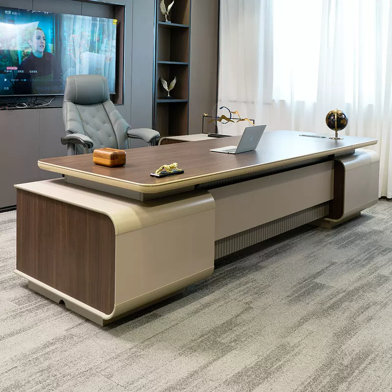老板桌办公桌轻奢高级感大班台简约现代经理办公室桌总裁桌椅组合
