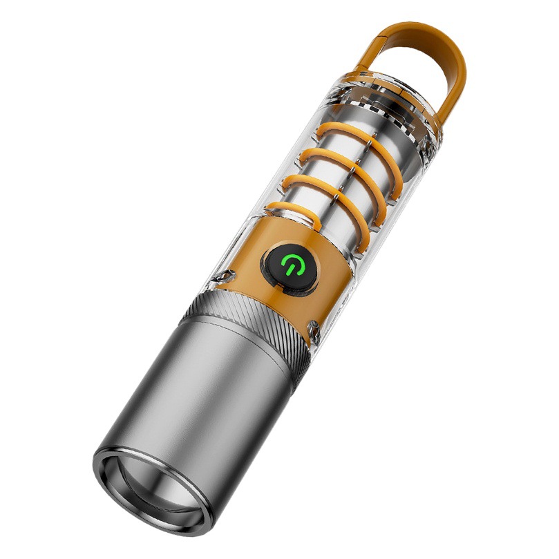 Mini linterna de luz fuerte con zoom lejano y cercano al aire libre transfronterizo IP55 linterna de campamento de larga duración recargable a prueba de agua