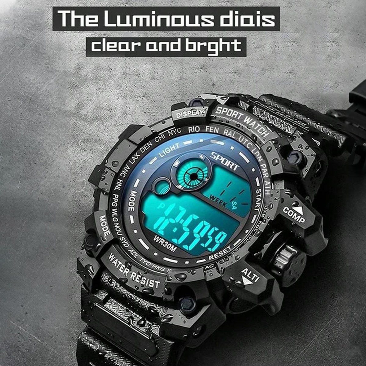 Popular Classic Fashion Men's Electronic Watch, Sports Trendy Foreign Trade Multifunctional Watch, Accessories Cross-Border Set