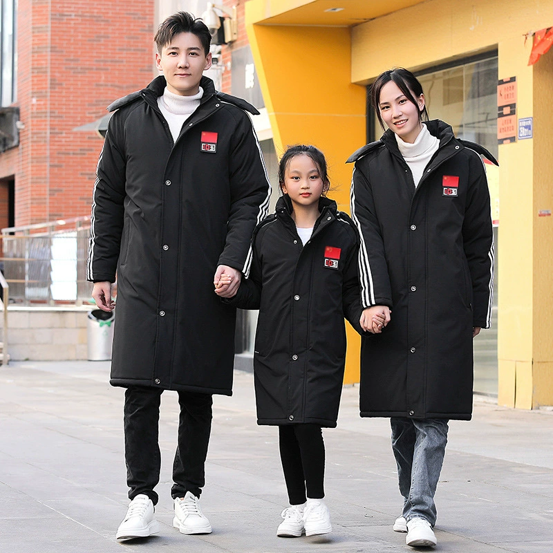 Новое родитель-ребенок осеннее и зимнее пальто спортивное сырое хлопковое зимнее тренировочное пальто родитель-ребенок плюс бархатное ветрозащитное пальто