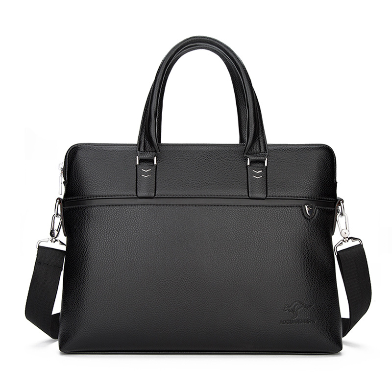 New Men's Bag, Men's Business Handbag, Horizontal Business Trip Briefcase, Shoulder Cross-Body Computer Leather Bag, Dropshipping